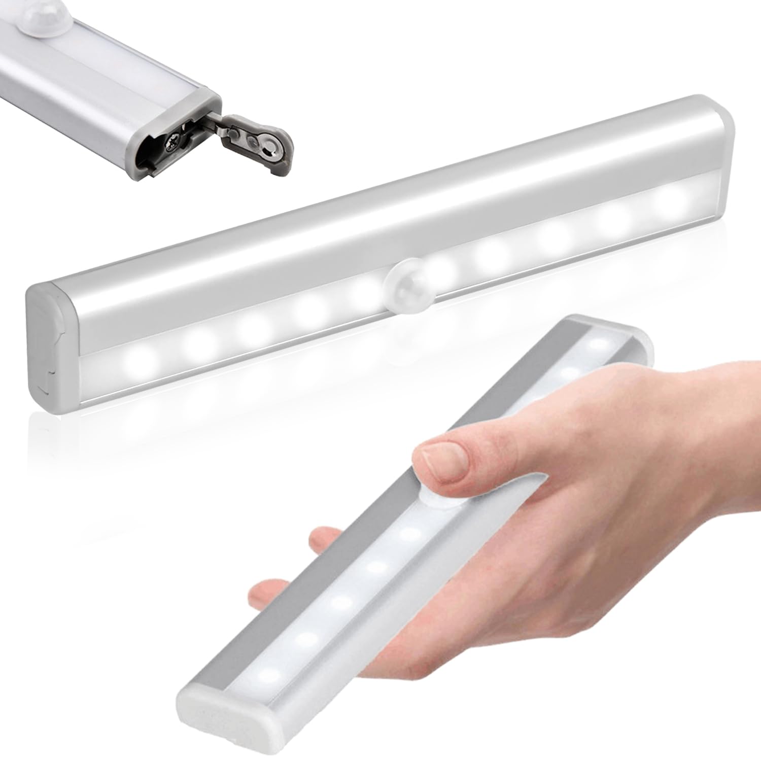 bestyks 10LED Magnetic Motion Sensor Cabinet Lights,Wireless Under Cupboard Light Battery Powered,Auto On/Off Under Cabinet Lighting,Stick-on Anywhere Magnetic Night Lighting