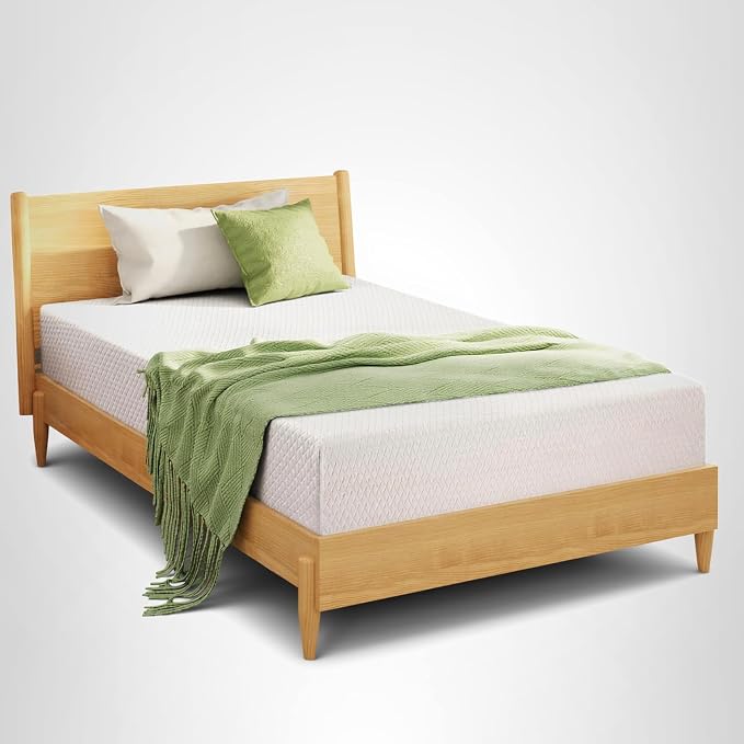 EGOHOME 12 Inch Queen Mattress, Memory Foam Mattress in a Box with Cooling Green Tea Gel, Relieve Pressure with Medium Firm Support, CertiPUR-US Certified, 80''L x 60''W, White