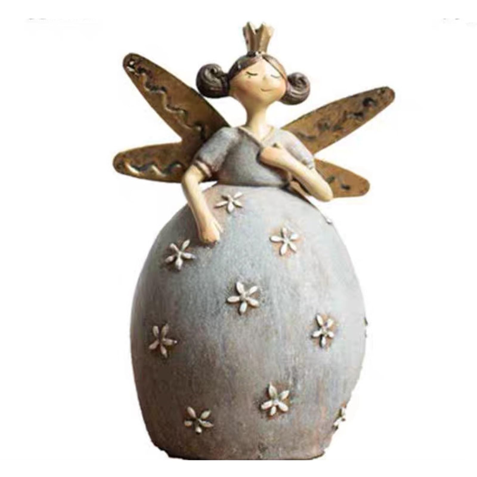 Vintage Resin Fairy Garden Statues, Distressed Figurines Yard Decor