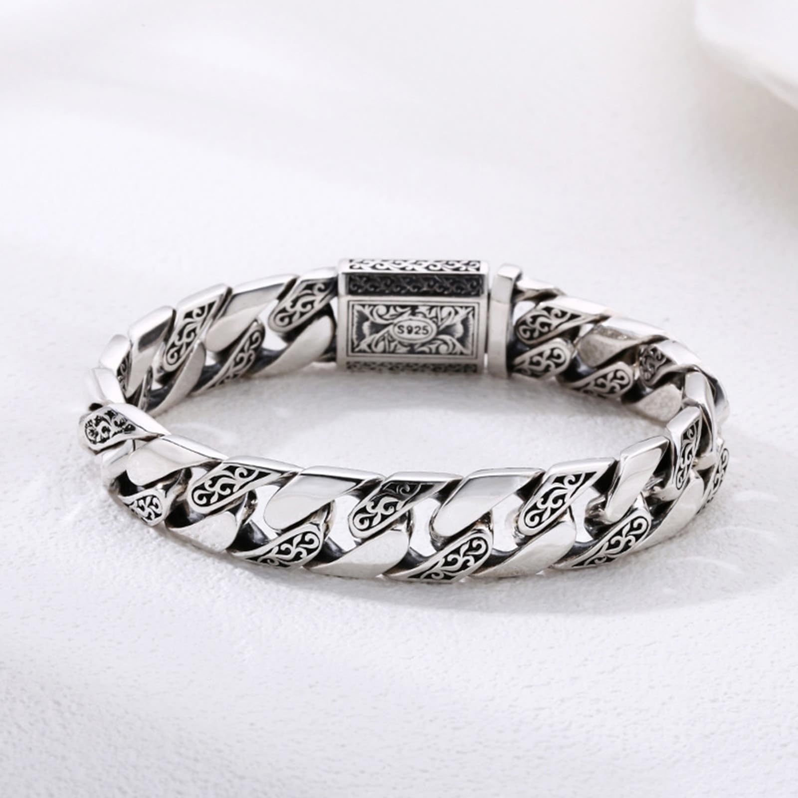 Echter 925er Silber Herren Armbänder Kubanerkette Weinstock
