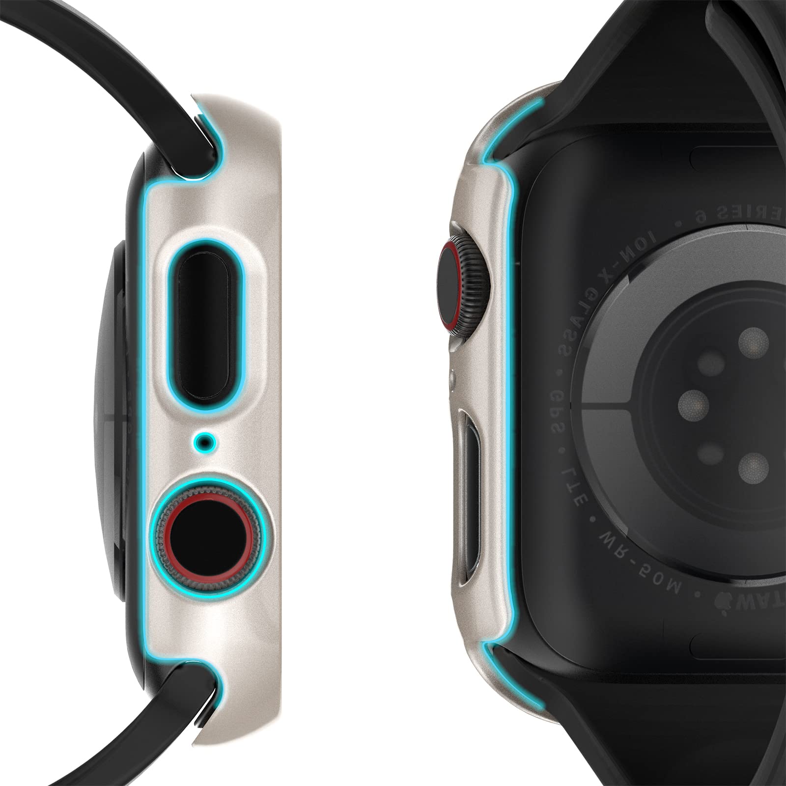 Paquete de 6 fundas para Apple Watch Series 8/7 de 1.61 pulgadas con vidrio templado, policarbonato duro HD cubierta completa protectora iwatch S8/7.