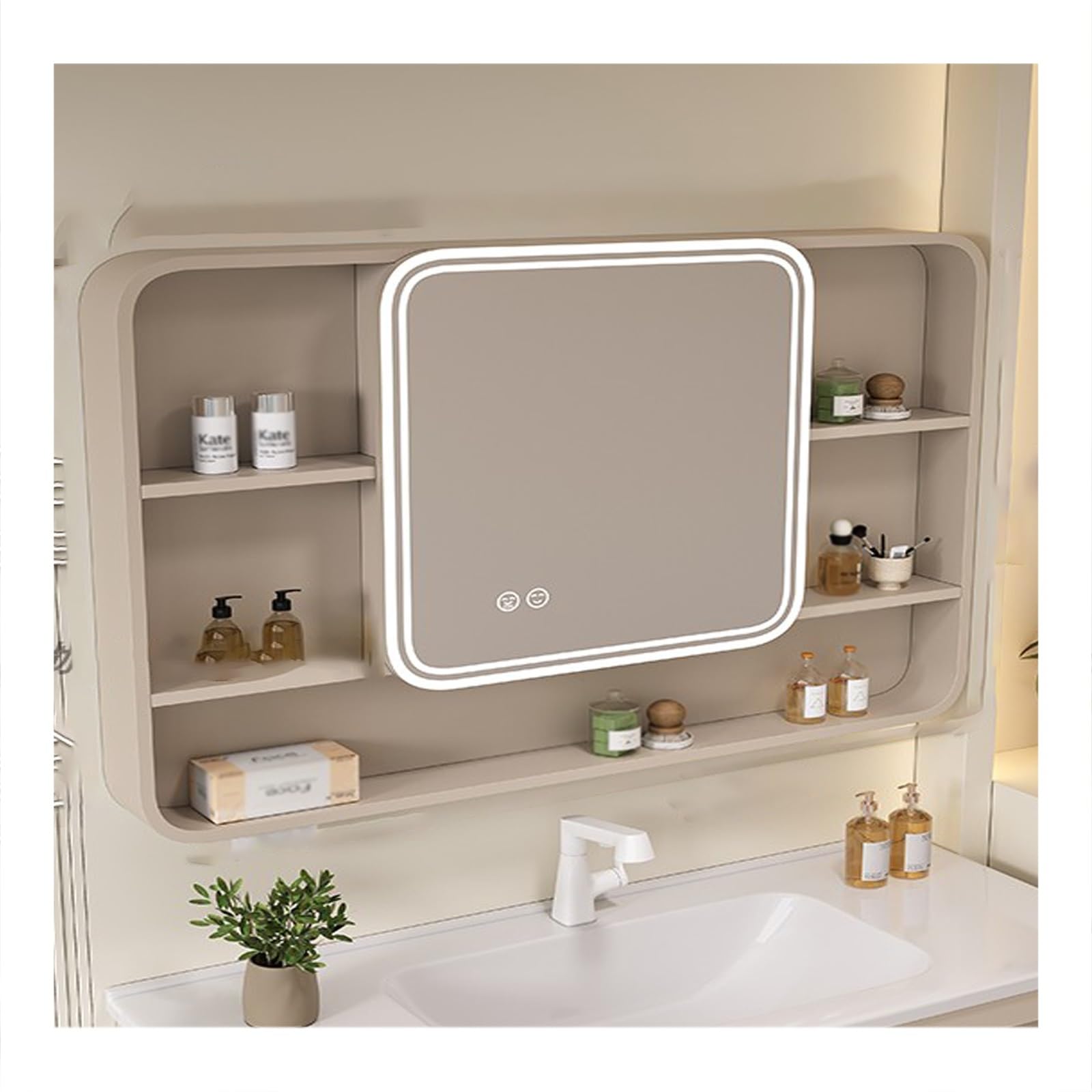 FLYIODFCXV bathroom mirror cabinet, One-Button Defogger, Partitioned Storage(120 * 70cm/47.2 * 27.5in)