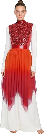 Womens Sequined Liturgical Worship Praise Dance Dresses | Gradient Mesh Irregular Hem,Church Worship Tunic,Liturgical Dancewear,Worship Overlay,Praise Dance Tunic,for Banquet,Prom