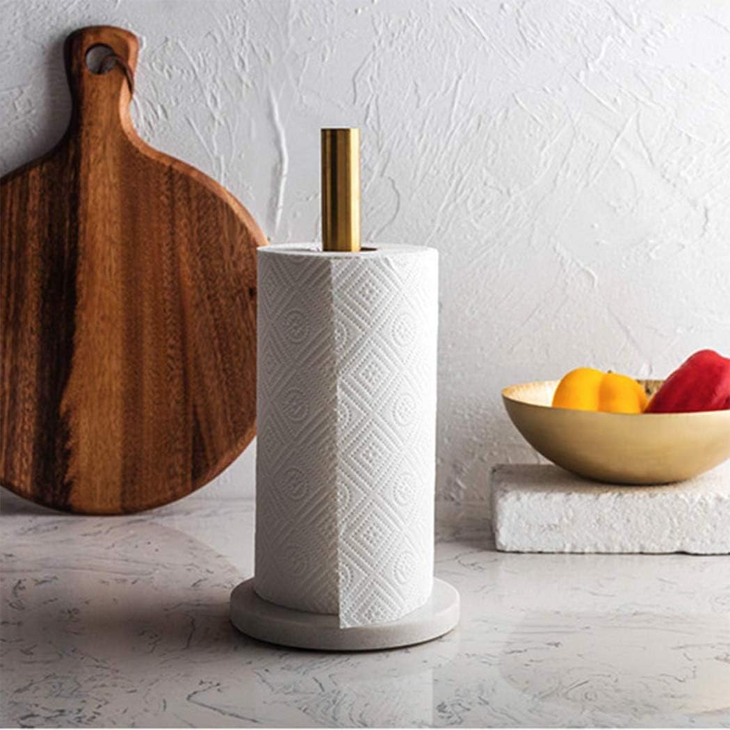 Stand-Up kitchen paper towel holder - with Marble Base,Easy One-Handed Tear for Livingroom, Bathroom, Countertop