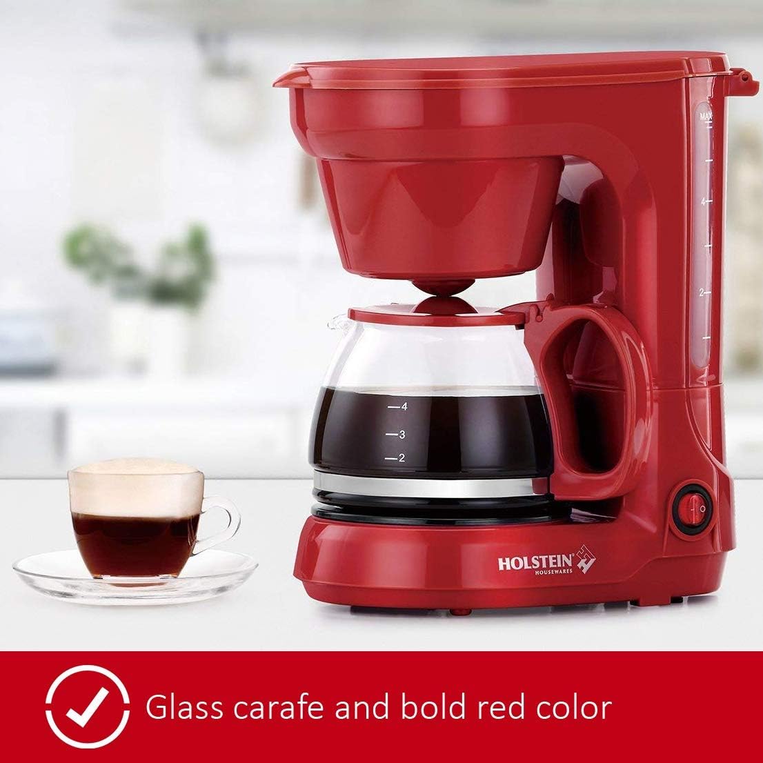 Holstein Houswares HH-0914701 cafetera eléctrica de 6 tazas (renovada),  Rojo : Hogar y Cocina - Amazon.com