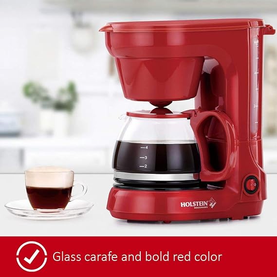 Amazon.com: Holstein Houswares HH-0914701 cafetera eléctrica de 6 tazas  (renovada), Rojo : Hogar y Cocina