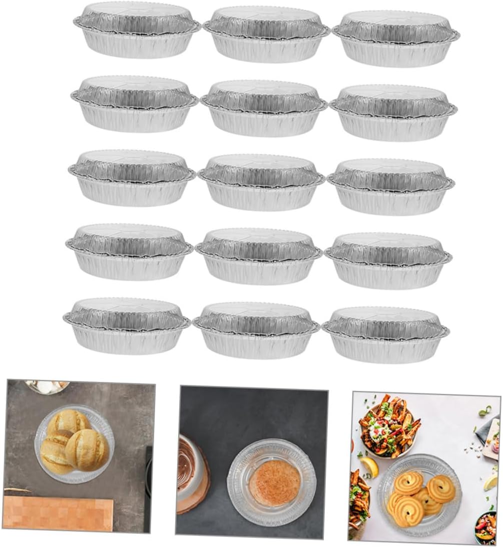 40set Round Aluminum Foil Pans Lids Versatile Baking and Cooking Containers for Grilling Steaming and Storing Food for Bbqs and Parties