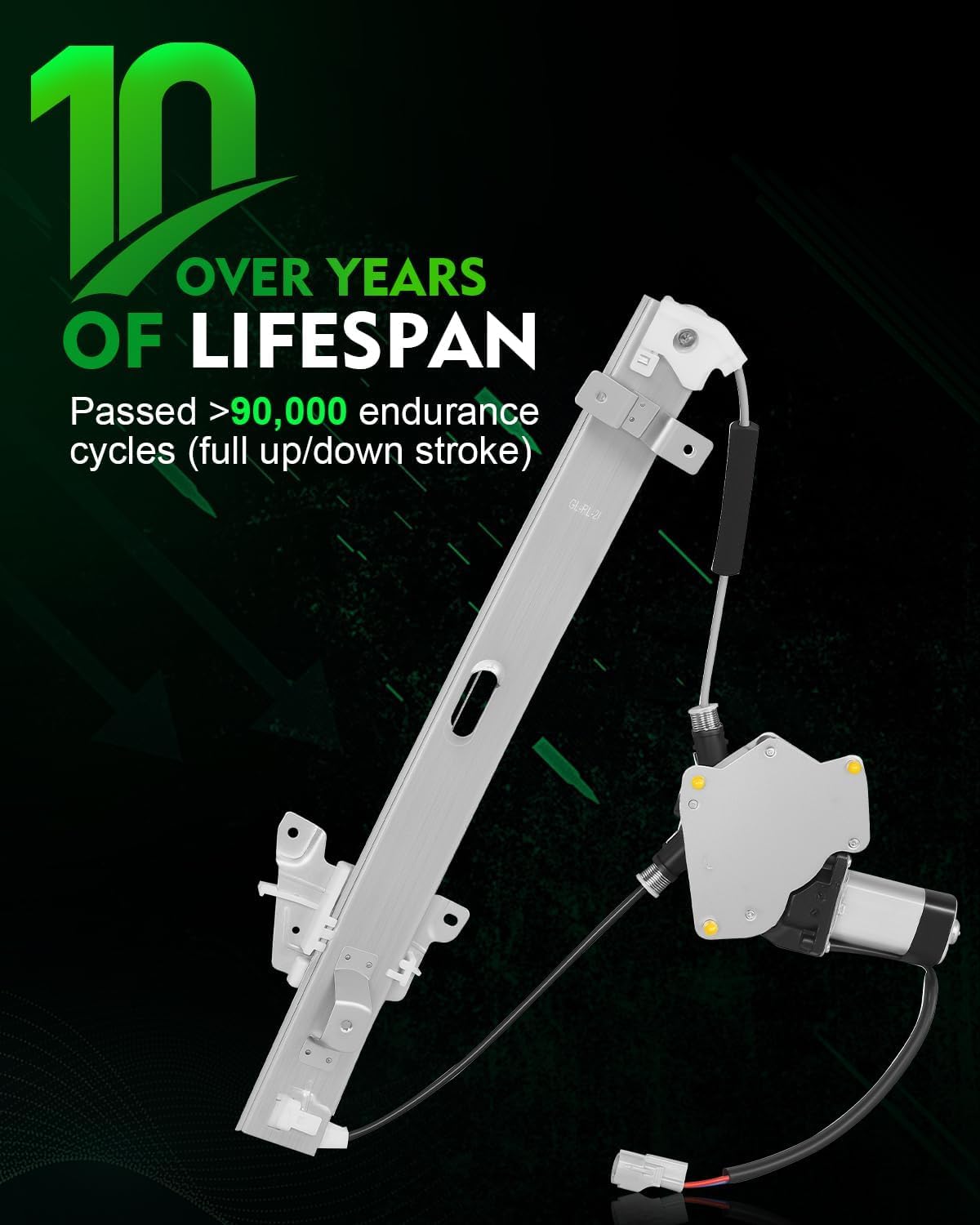 Rear Left Driver Side Power Window Regulator with Motor for:-Mitsubishi Galant 2004 2005 2006 2007 2008 2009 2010 2011 2012 4 Door Sedan 2.4L L4 with 2 Pin OE# 748-584 135-58656L