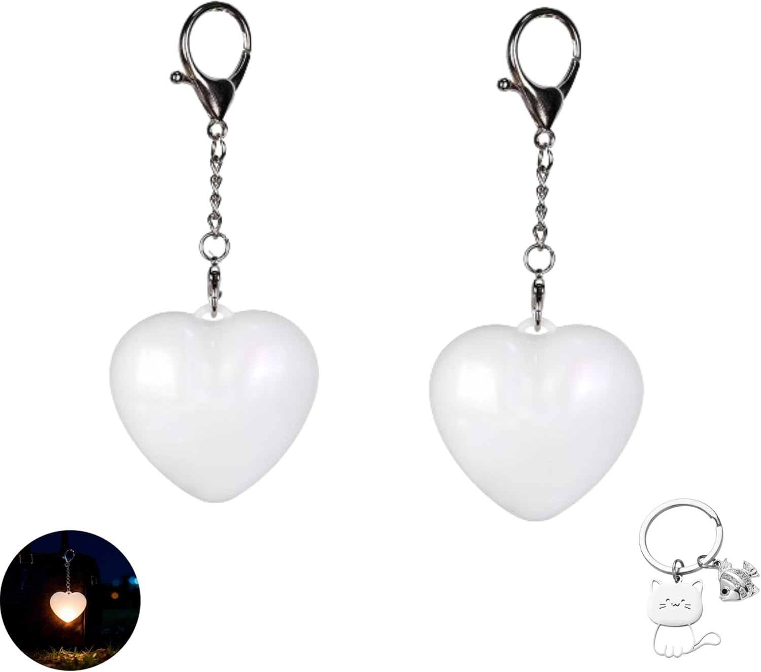yanxiao Love Wallet Tote Bag Touch Sensing Light, Purse Lights for Inside Purse, Heart Shape Handbag, Suitable for Women's Wallet Accessories, Creative Gifts (White Light)