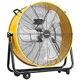VIVOSUN Industrial Tilt Drum Fan 24” Heavy Duty High Velocity Floor Standing Fan 3 Speed Air Circulation Best for Basement Warehouse Factory, ETL Certified