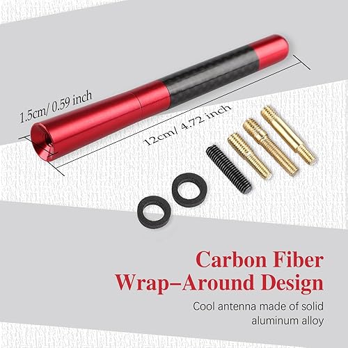Miniatura 9 de Antena de fibra de carbono, antena de radio de fibra de carbono corta de 4.7 pulgadas, antena automotriz corta de fibra de carbono, mini antena de