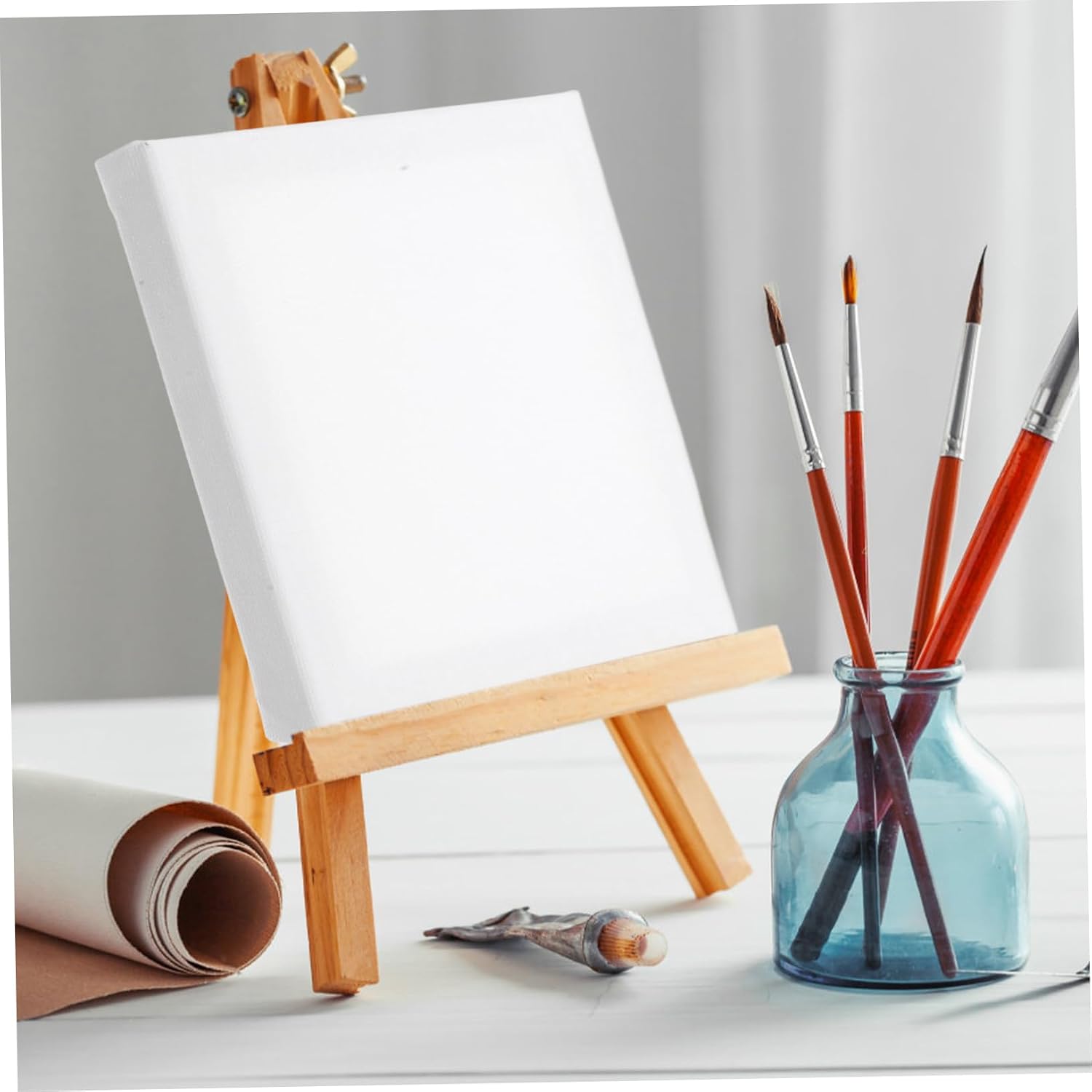 5pcs White Wood Canvas Boards for Oil Painting Beginners