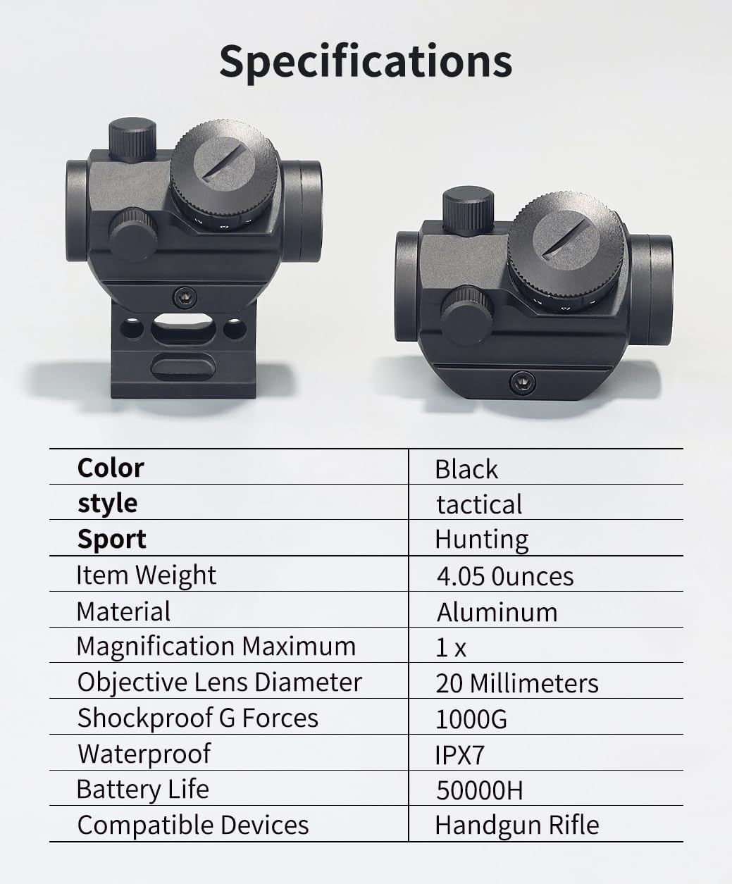 Beileshi Red Dot Sight, 4 MOA Compact Red Dot Gun Sight Rifle Scope with 1 inch Riser Mount