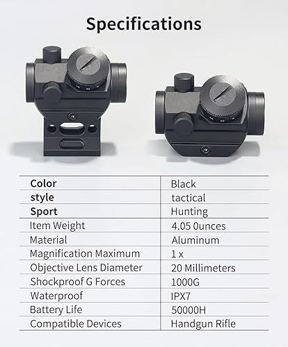 Miniatura 6 de Beileshi - Mira de punto rojo, mira de punto rojo compacta de 4 MOA para rifle con soporte de alza de 1 pulgada