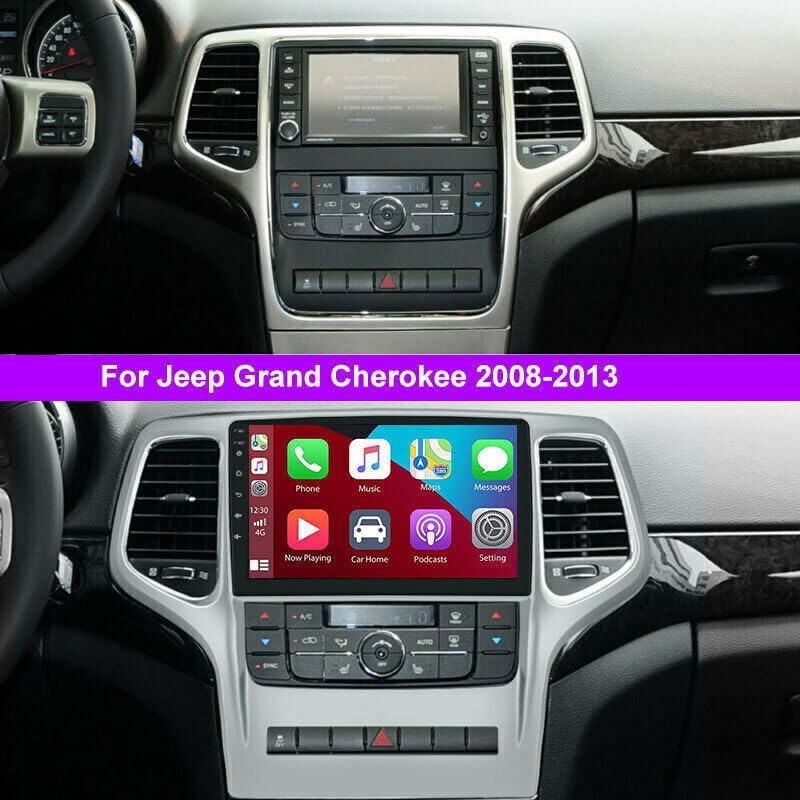 Miniatura 8 de Estéreo de coche de doble DIN con Android Auto y CarPlay para Jeep Grand Cherokee 2008-2013, pantalla táctil de 9 pulgadas, receptor de audio para