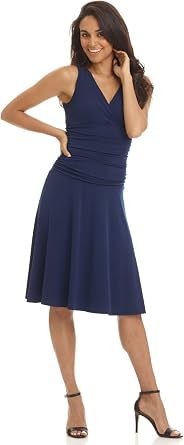 Rekucci Womens Slimming Sleeveless Fit-and-Flare Tummy Control Dress