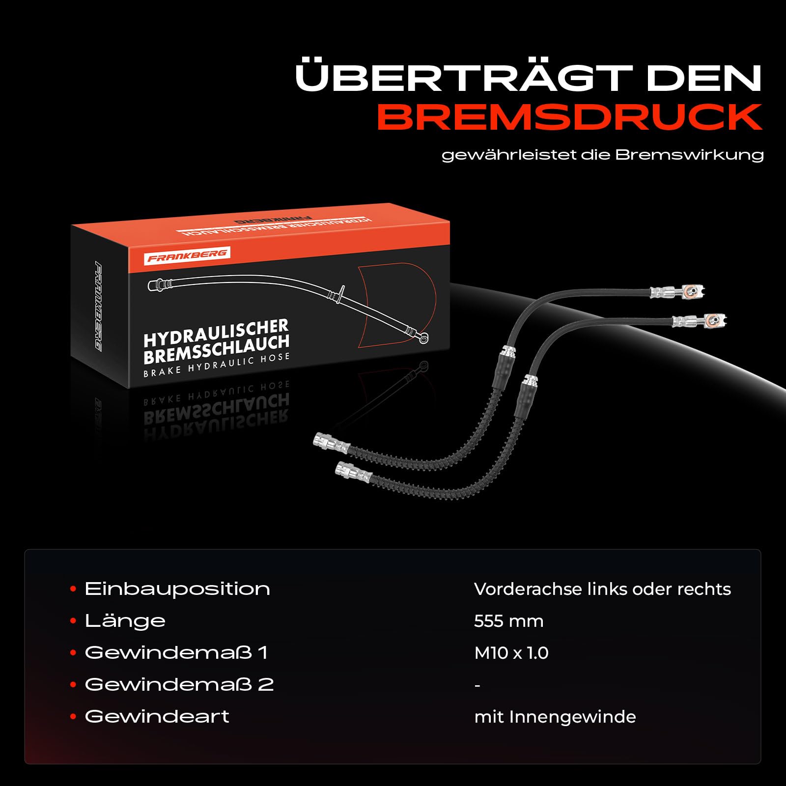 Frankberg 2 mangueras de freno delantera izquierda y derecha 2205423 | Compatible con: Altea XL 5P5 5P8, T.o.u.r.a.n 1T1 1T2, Golf VI Cabriolet 517, Golf Plus 521 5M1, O.c.t.a.v.i.a II 1Z3