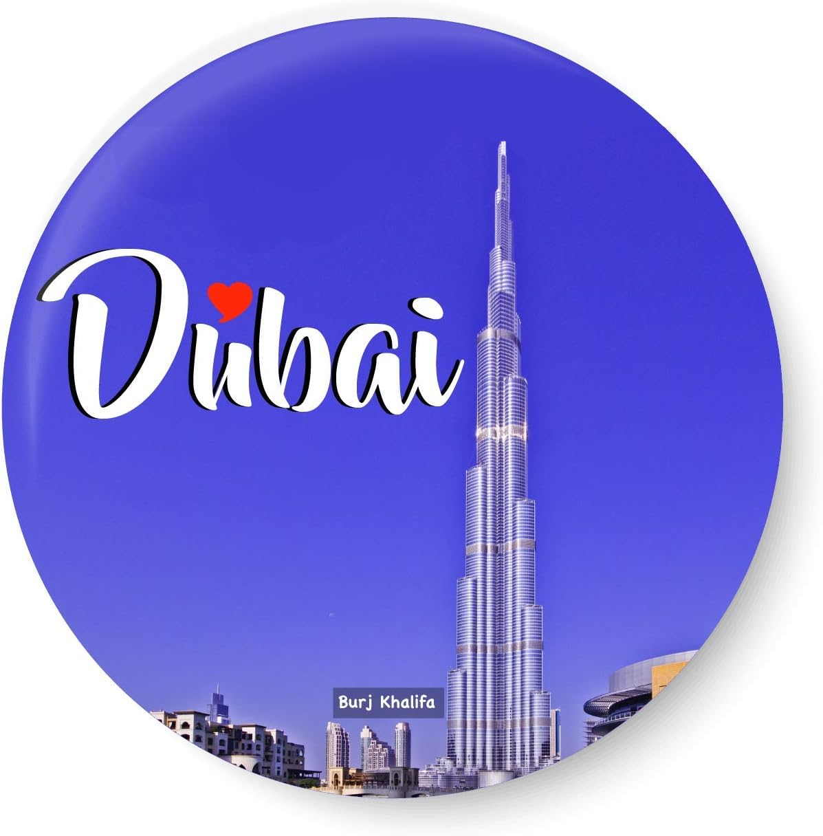 PEACOCKRIDE Love Dubai I Burj Khalifa I UAE I Middle East I Gulf I Souvenir l Travel I Fridge Magnet (Metal, Multicolour, 75mm)