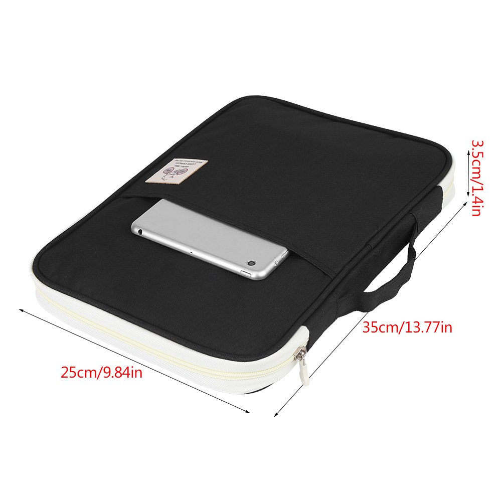 Walfront Bolsa multifuncional para documentos de negocios A4 impermeable, bolsa organizadora de cartera con cremallera, Oxford impermeable, organizador de equipos de viaje (negro)