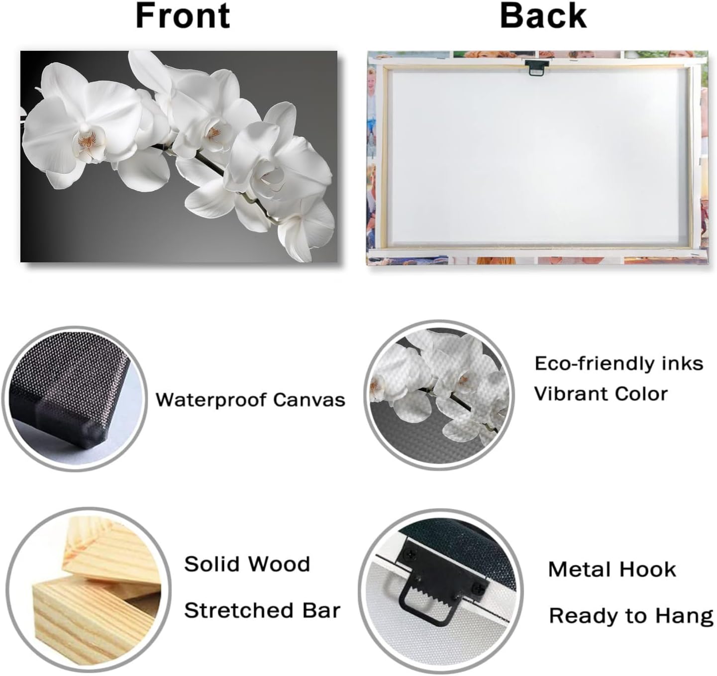 Orchid Canvas Wall Art Bathroom Wall Decor Gray Posters White Floral Painting Prints Modern Artwork for Living Room Bedroom Home Office Decor Framed(Flowers-5,16.00"x24.00")