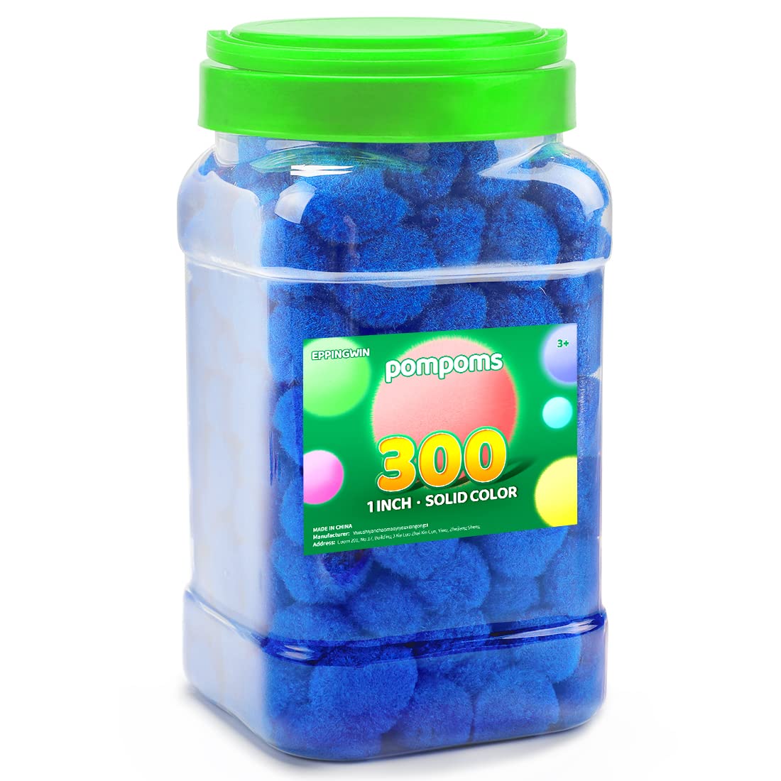 Eppingwin 300pcs 1 Inch Blue Pom Poms, Soft Pompoms for Crafts, Pom pom Balls, Pom Poms for Arts & Crafts DIY Projects(Blue)