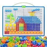 MAGIKON 296-Pack Mushroom Nails Mosaic DIY Science Pile up Toys,Creative Mosaic Pegboard Jigsaw Puzzle Game Educational Toys Children