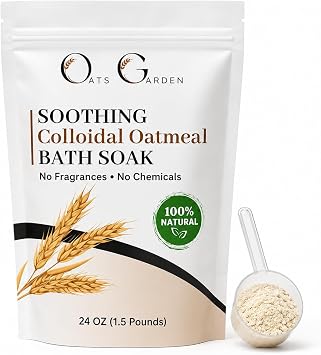 Oats Garden Colloidal Oatmeal Bath Soak for Eczema Prone & Sensitive Skin | Fragrance Free | 100% Natural | Made with Calamine Clay & Aloe Vera | 24 oz