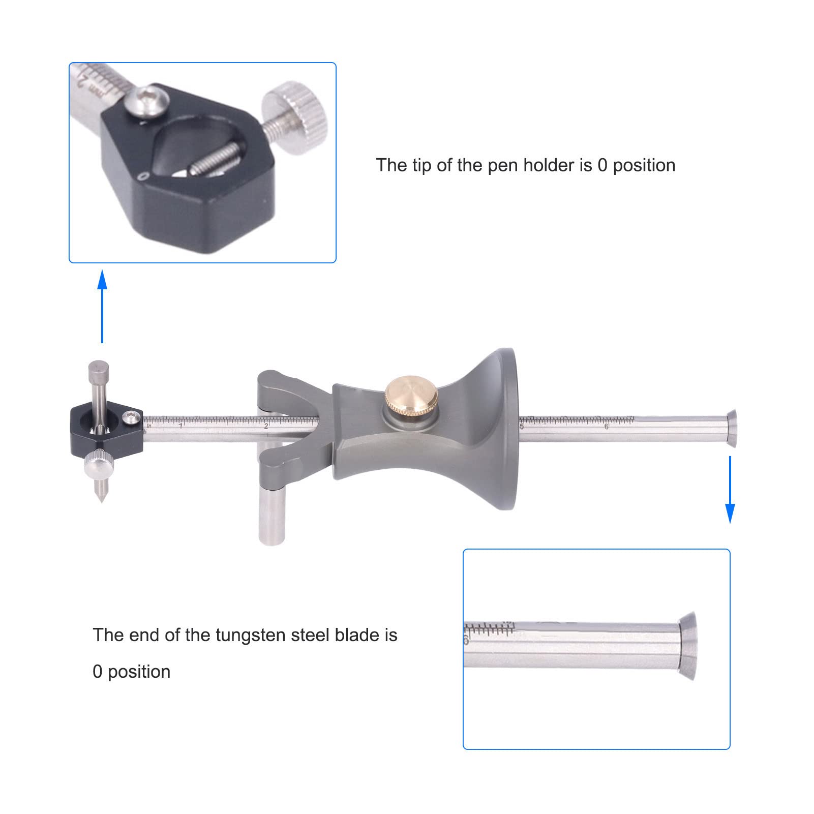 Calibro per marcatura Strumento per tracciare il legno lineare Scriber a doppio scopo Corpo in lega di alluminio per la lavorazione del legno Ceramica Ferro acrilico