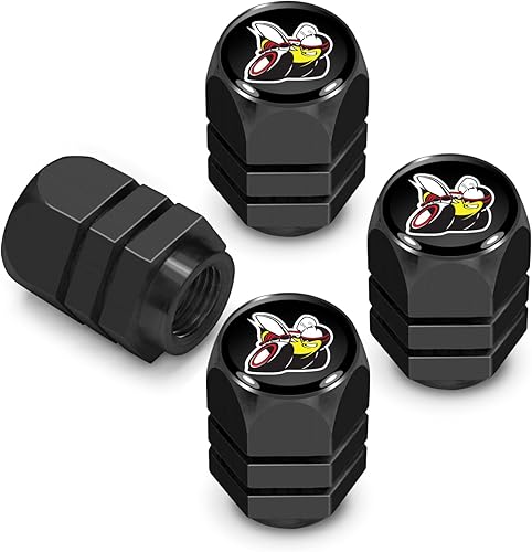 iPick Image para Dodge Scat-Pack Logo en negro sobre negro con forma hexagonal de aluminio tapas de vástago de válvula de neumático
