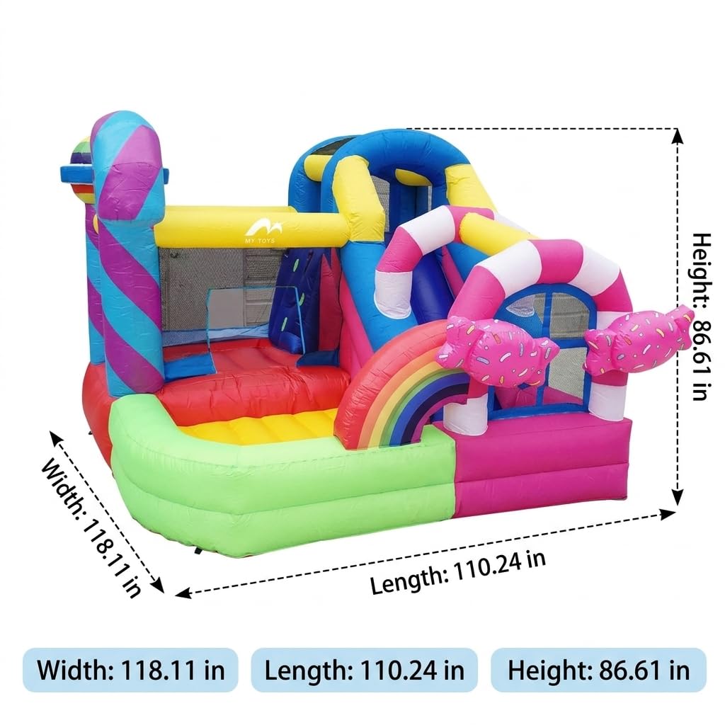 Castillo Hinchable para Niños con Tobogán Integrado, Centro Juegos Inflable PVC para Diversión en Casa