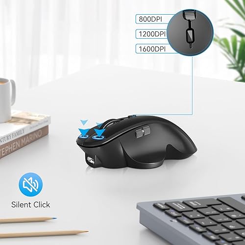 Miniatura 5 de Uiosmuph Mini ratón inalámbrico Bluetooth para viajes, mouse de computadora recargable silencioso para computadora portátil, pequeño portátil