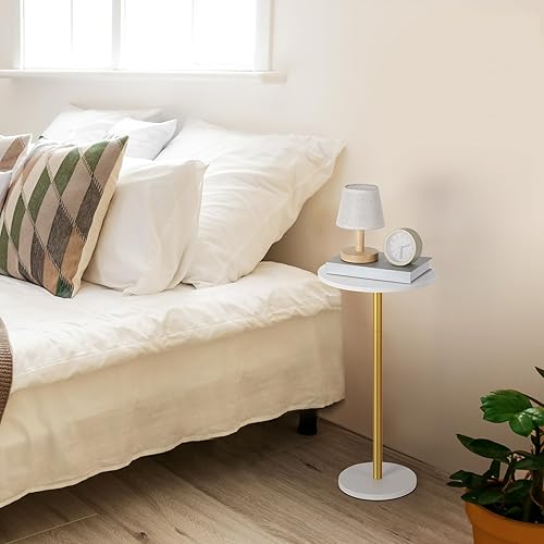 Miniatura 5 de Vrisa Mesa auxiliar pequeña para espacios pequeños, pedestal redondo, moderna mesa de cóctel de café Martini para sala de estar, dormitorio, sofá,