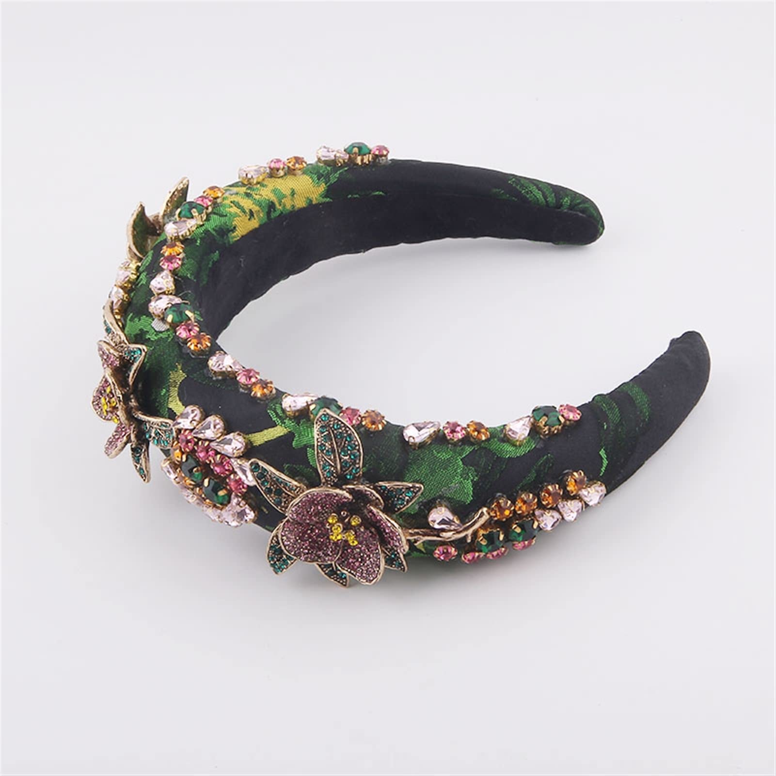 Fashion Baroque Inlaid Color Rhinestone Flower Spugna Fascia Ladies Prom personalità Temperament Temperamento Viaggio Hair Hoops Donna Cerchietti (Metal Color : 3)