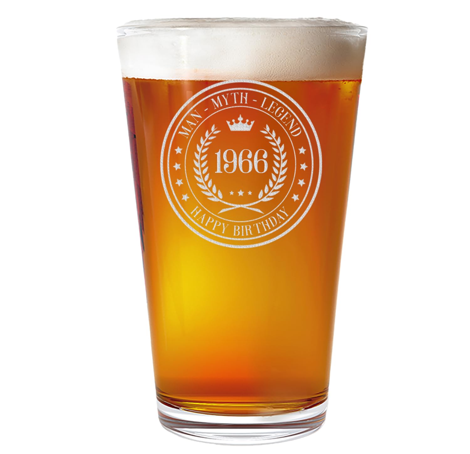 Personalised Vintage 60th Etched 16oz Pint Glass – Custom 1966 Happy 60th Birthday Gifts Men Women Him Her, Customized Decorations, Turning 60 Year Old, Party Favors Supplies, Circle