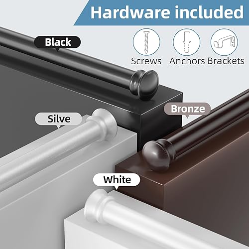 Miniatura 3 de Barras de cortina de ventana plateadas de 30 a 60 pulgadas, juego decorativo de cortina de ventana individual de 58 pulgadas de diámetro para