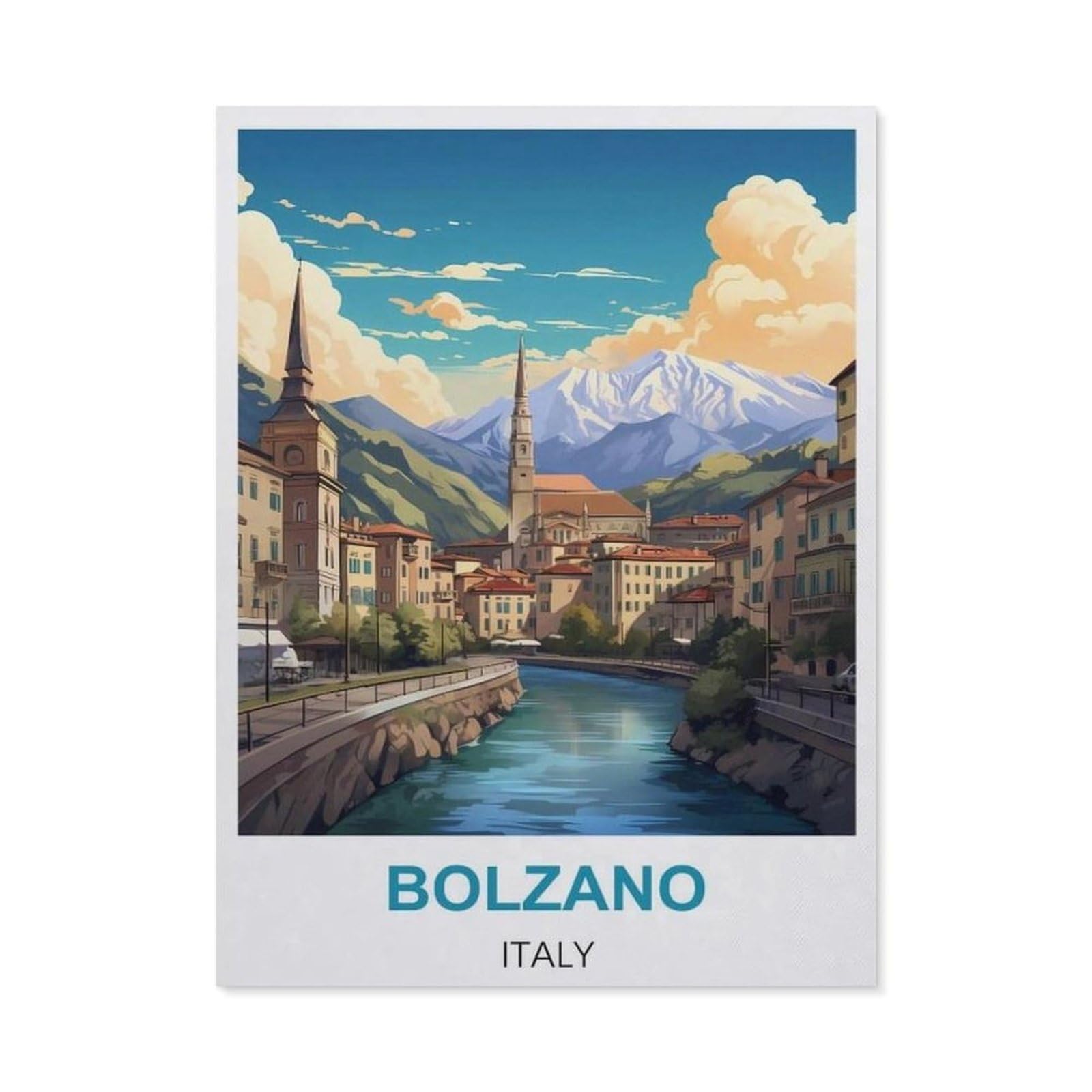 BEAYODKP 5D Diamond Painting，Bolzano Italy Vintage Travel Poster，Diamond Embroidery Cross Stitch（40 x 50 cm/15.74 x 19.68 inches）-CA11