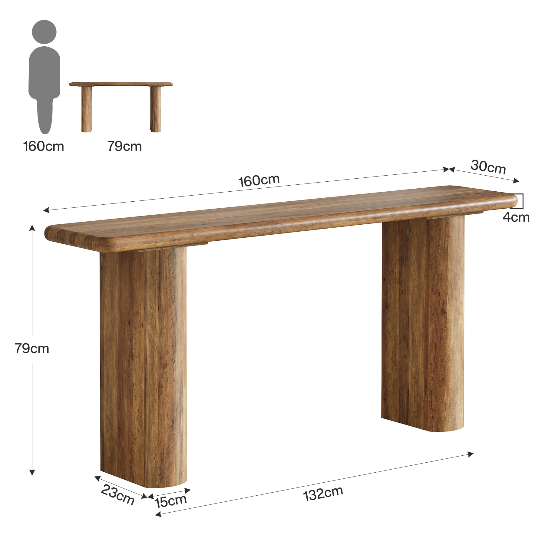 Tribesigns Tavolo consolle da 160 cm, in legno, per corridoio, soggiorno, ingresso, rustico, facile da montare, 160 x 30 x 80 cm