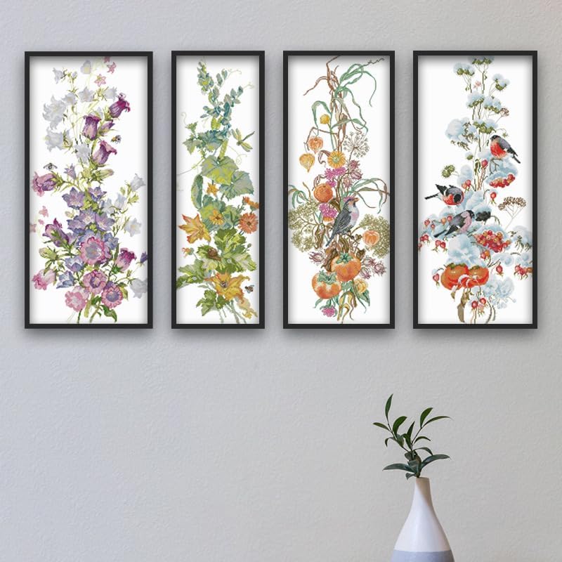 Image of Rosyfoxes Cross Stitch Kits Stamped Full Range of Embroidery Starter Kits for Beginners DIY Needlepoint Kit- Printed kit Summer (Printed) 11CT 13x32.3 inches