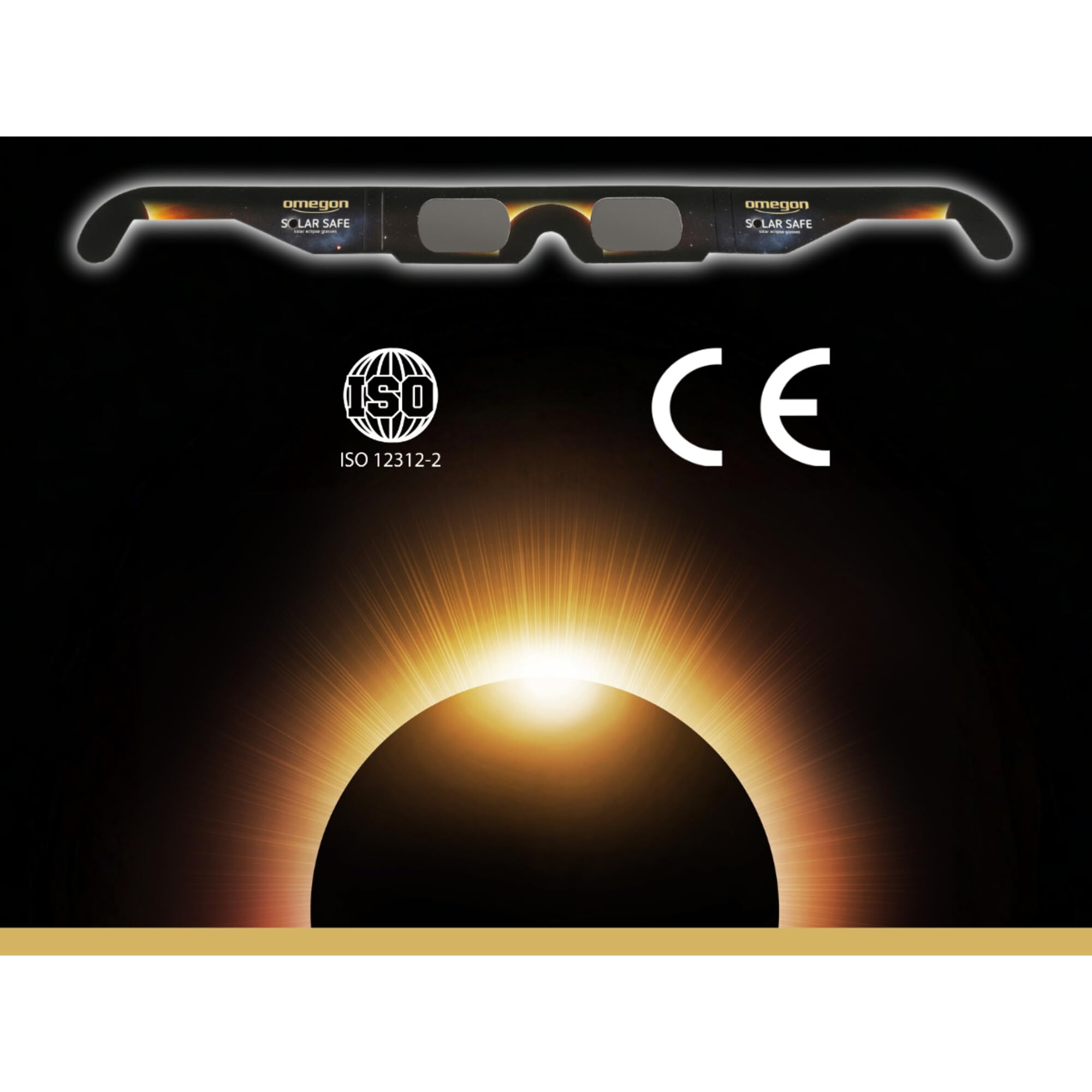 Occhiali per eclissi Omegon Solar Safe | Osservazione Sicura | Conformi ISO 12312-2 | Lenti in Polimero Antigraffio | Made in USA | Per l'Eclissi Solare 2026