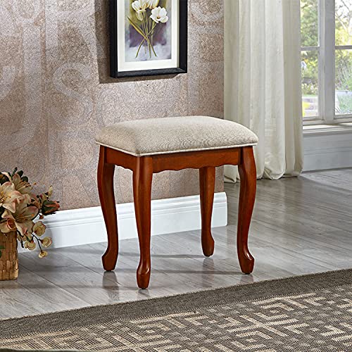 Taburete de tocador retro de madera con asiento acolchado grande para piano 8