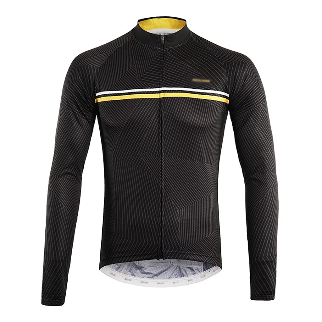 Męska odzież kolarska Jazda na rowerze Męska Letnia rower górski z długim rękawem Top Oddychający Quick-Dry Road Bike Sportswear z tylnymi kieszeniami Męskie koszulki kolarskie(B,XL)
