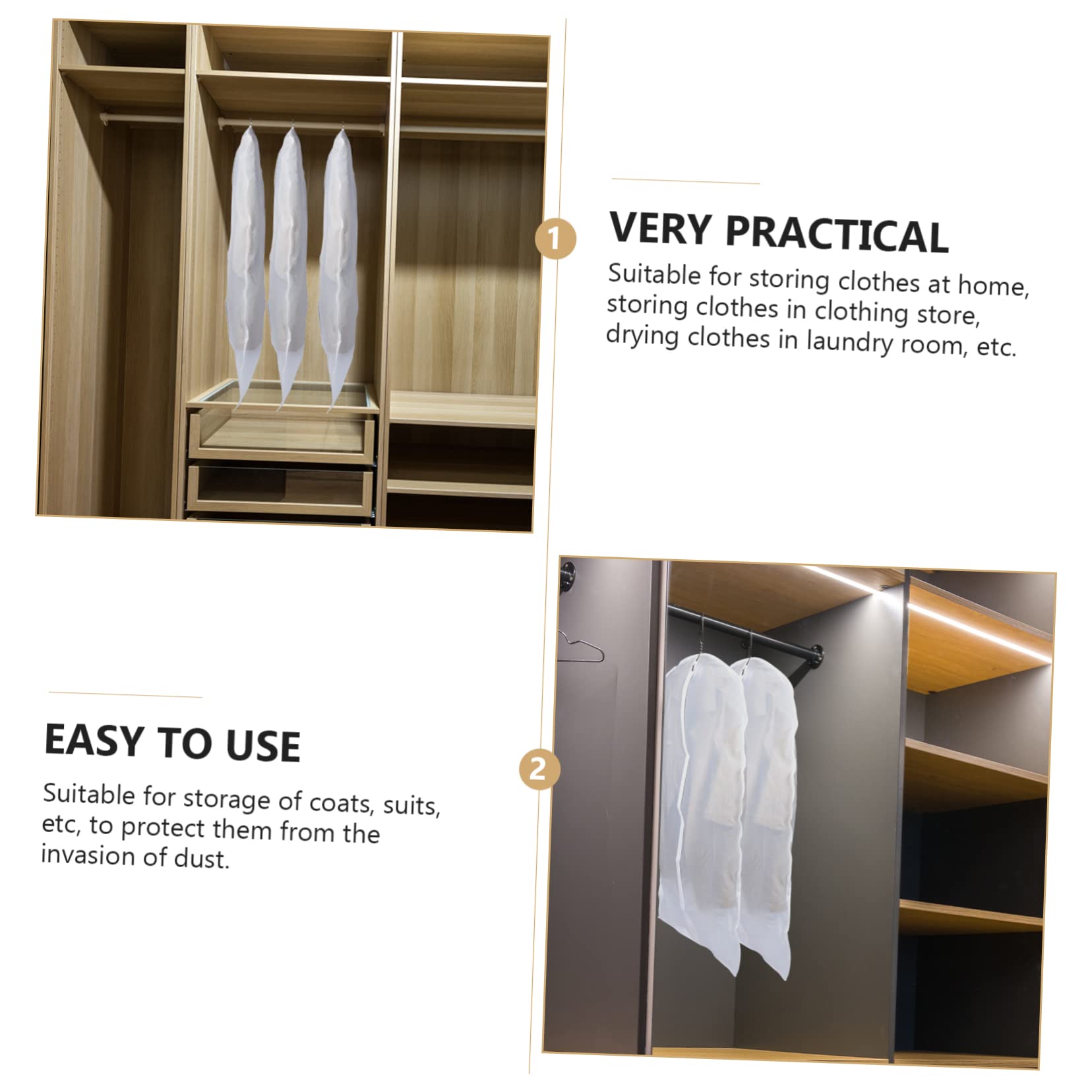 5piezas Funda Protectora De Ropa Translucida y Resistente Para Almacenamiento De Abrigos y Trajes Organizador De Ropa