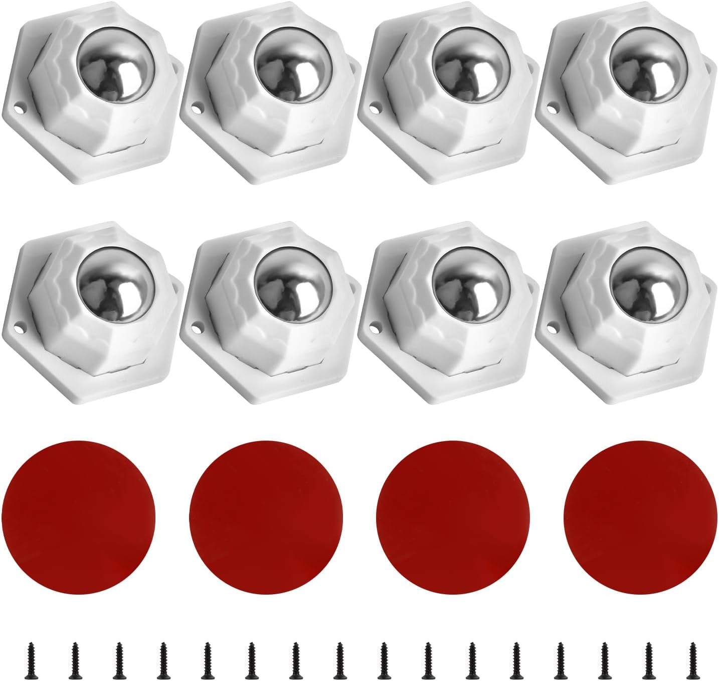 8 Pcs Self Adhesive Castors - 20mm White Furniture Castors with 360 Degree Rotation and 2 Mounting Holes, Ideal for Small Furniture, Trash Cans, Boxes