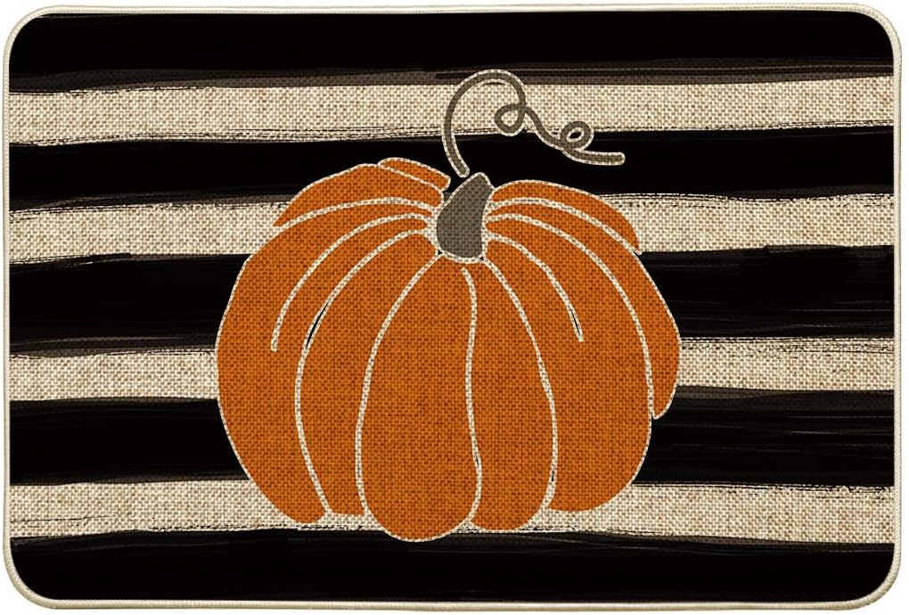 Artoid Mode Stripes Pumpkin Fall Doormat 24x35 Inch