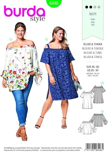 Burda Damen-Schnittmuster, Plus-Größe, einfach, 6446, Bluse & Tunika