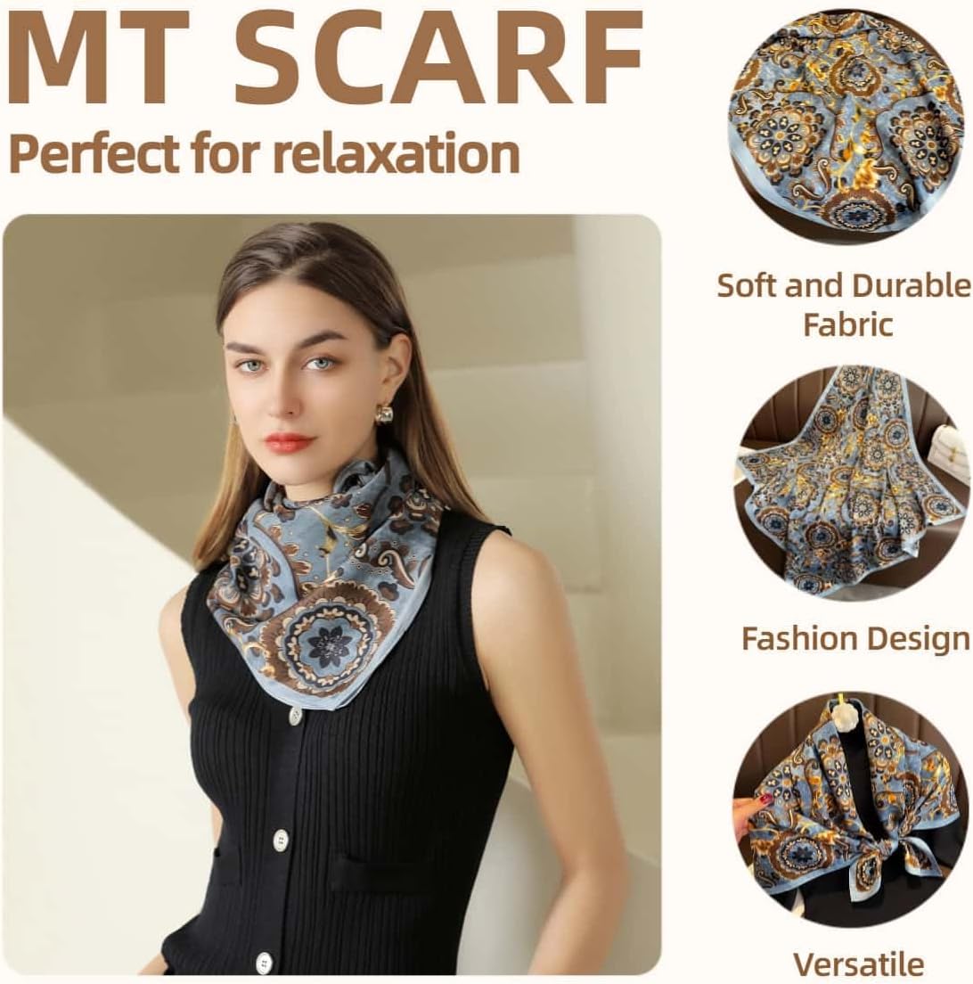 Large Silk Feeling Hair Scarf Bandanas for Women Elegant Silky Satin Neck Scarves 35inches Square Hair Sleeping Wrap - Image 5