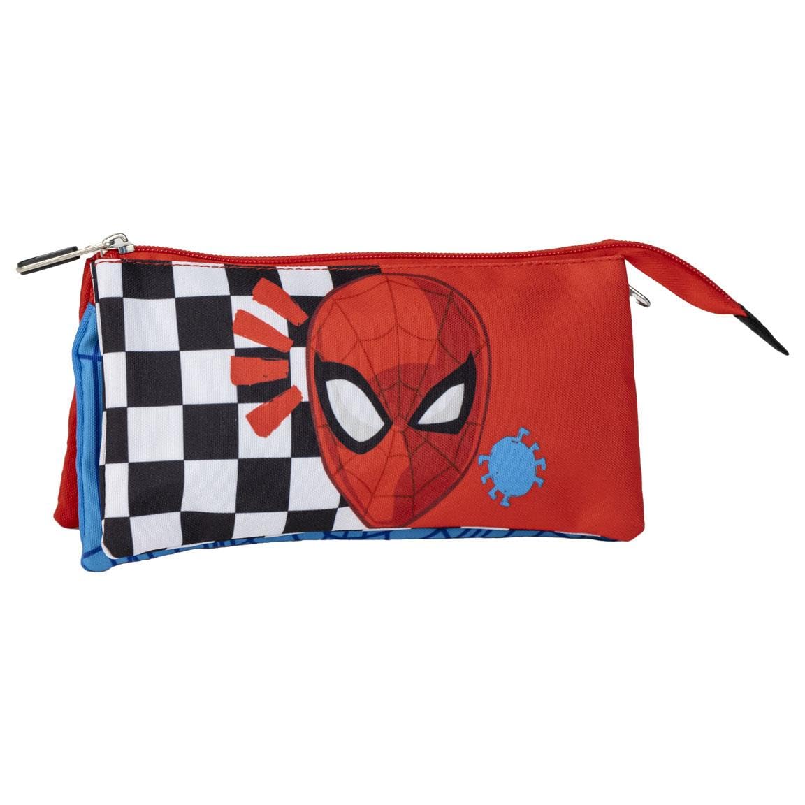 KP Pharma Spiderman Triple Compartment School Pencil Case with Zip Closure for Kids