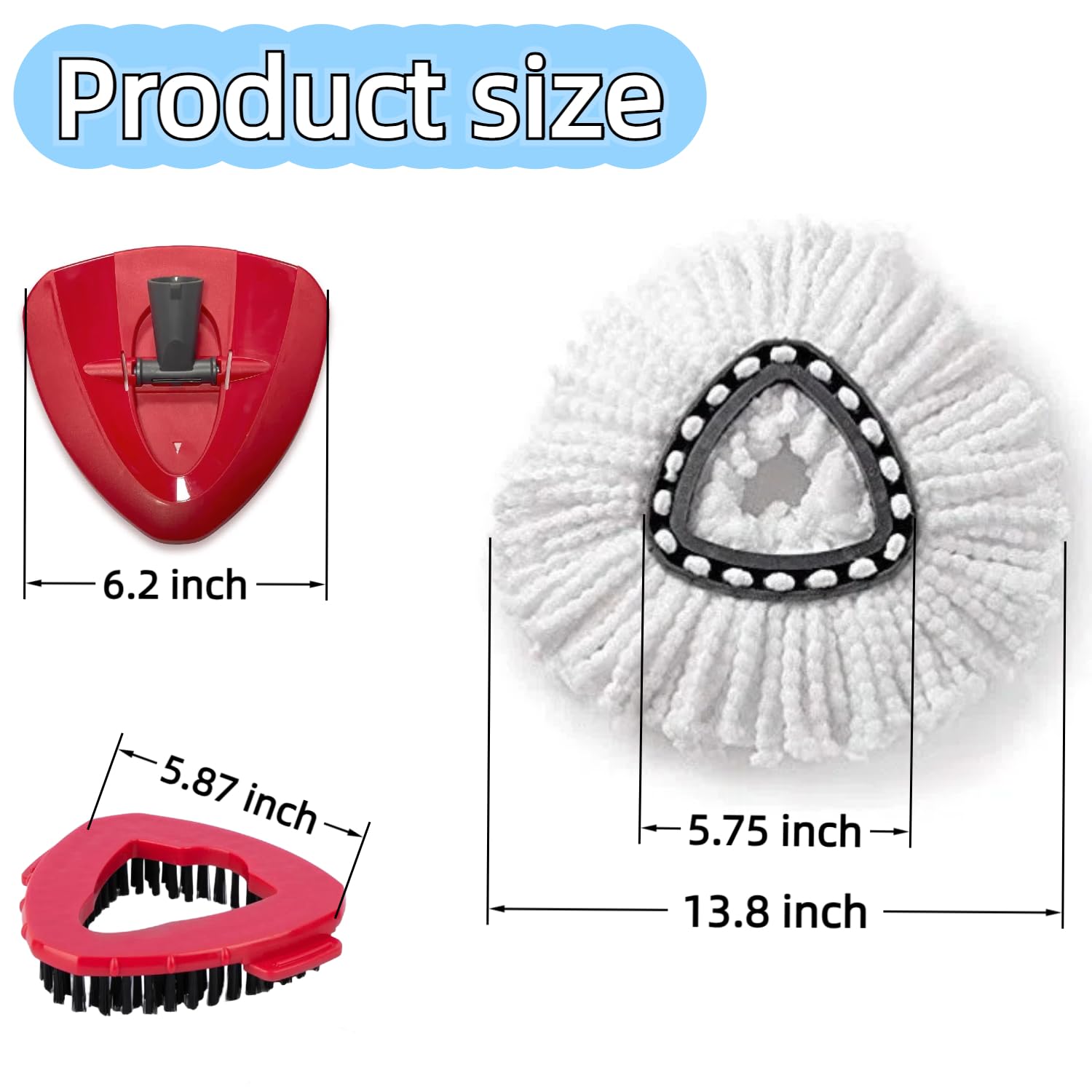 Mop Replace Head, Scrub mops for Floor Cleaning Compatible with Easy to Open Rotating Mop, for Tile, Floor, Glass, Multi-Surface Deep Cleaning, 4-Pack