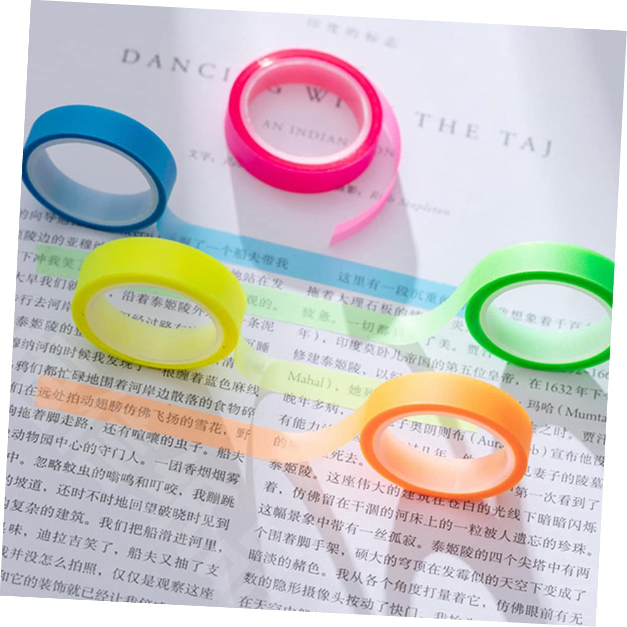 Tofficu 80rollos Cinta Adhesiva Transparente De De Marcadores De Página Cinta Fluorescente Para Anotaciones y Estudio
