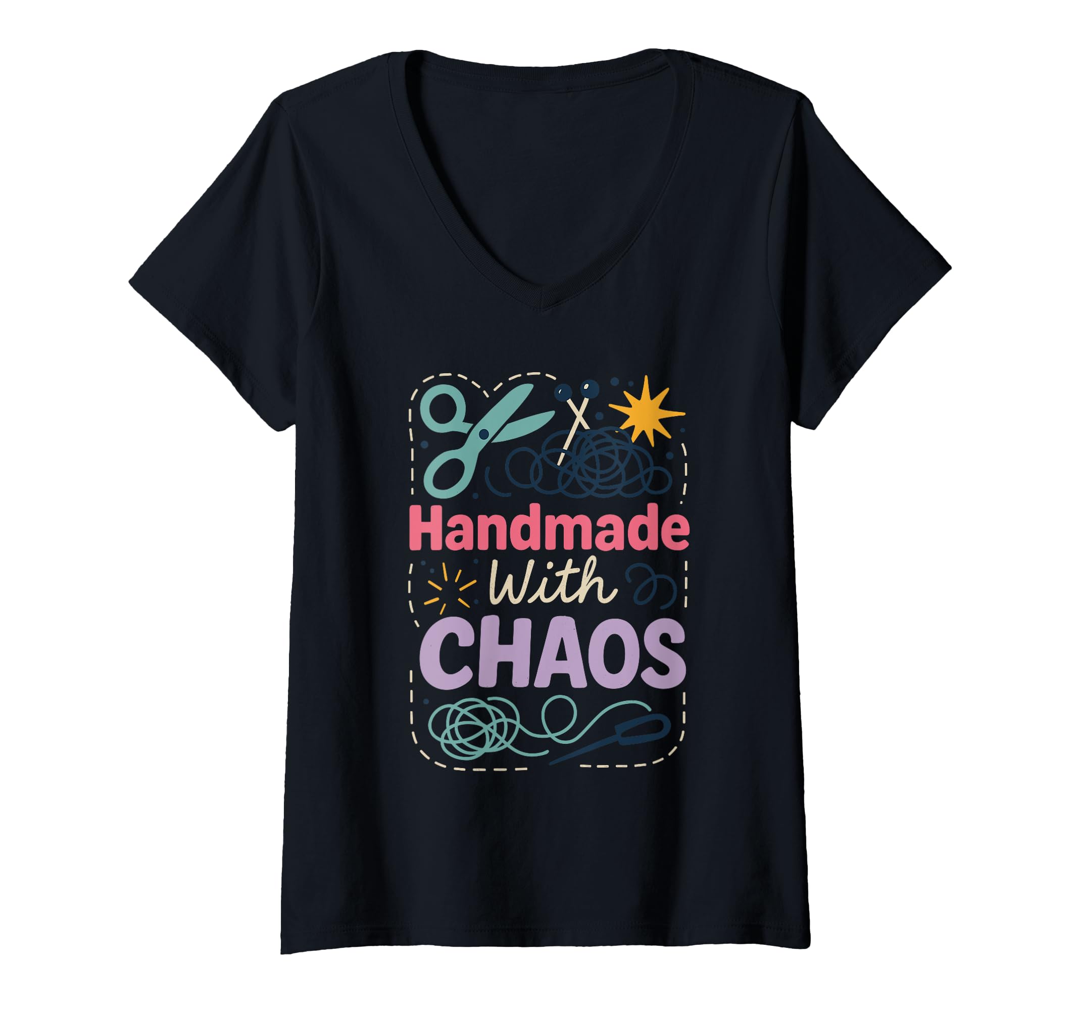 Womens Thrifted Fashion Vintage Style Sustainable Secondhand V-Neck T-Shirt